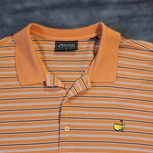 Masters Collection Mens XL Orange Striped Short-Sleeve Polo Shirt Golf Cotton